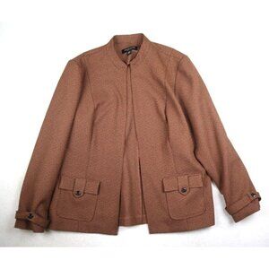 PERCEPTIONS - WMOEN'S BROWN PLAID UNLINED BLAZER SUIT JACKET - SIZE 16